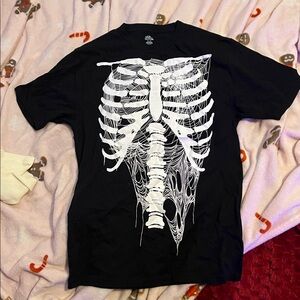 Black T-Shirt with Skeleton Design